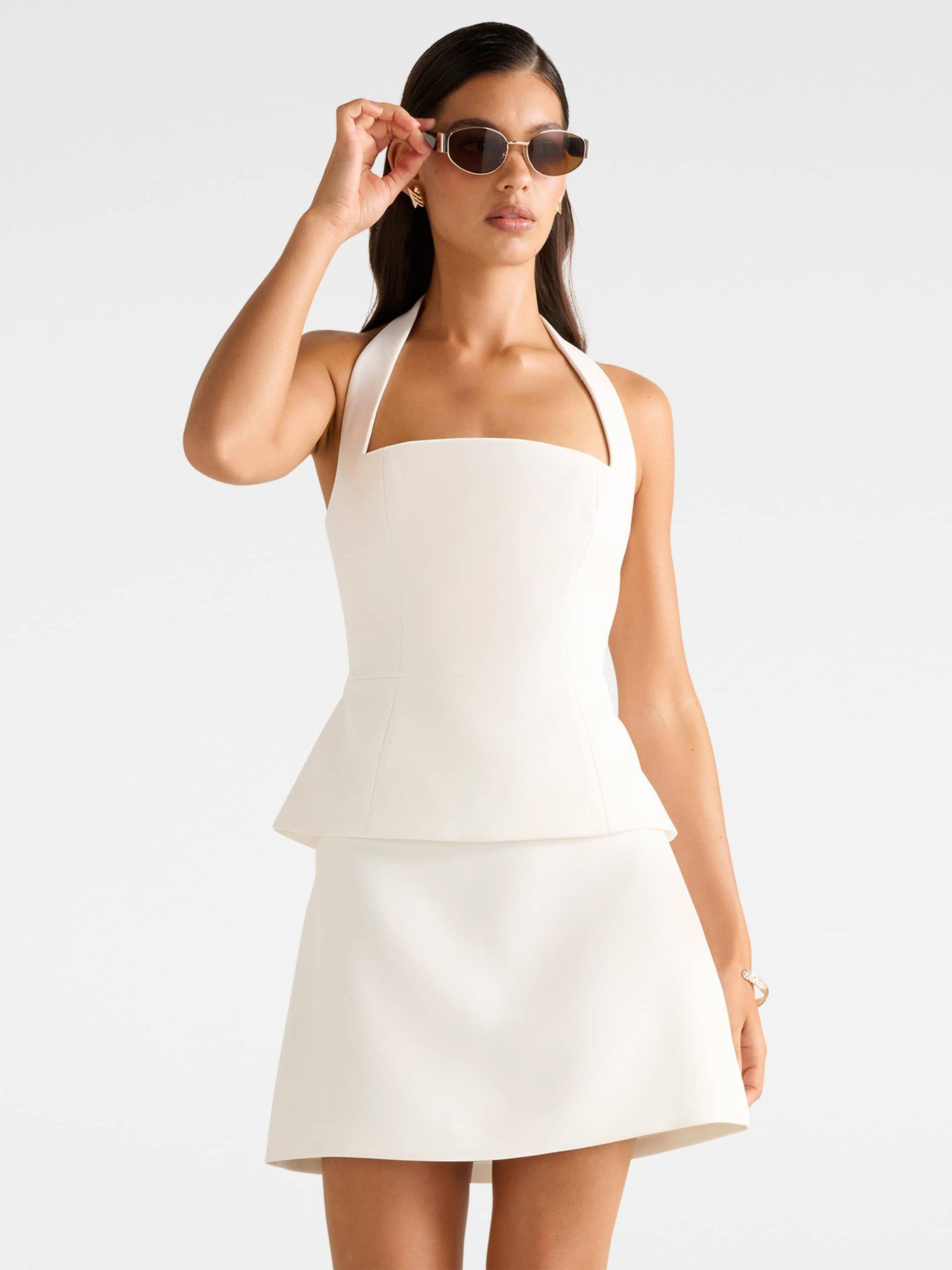 Product image 1 of 5, which shows Forever New Azura A-Line Mini Skirt, Porcelain, 4