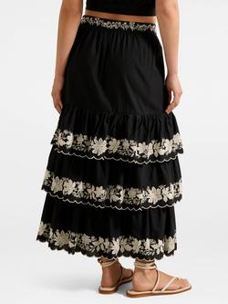 Forever New Blaire Embroidered Tiered Maxi Skirt, Black - view 2, Black