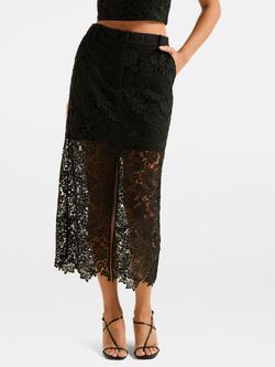 Forever New Lana Lace Midi Skirt, Black, Black
