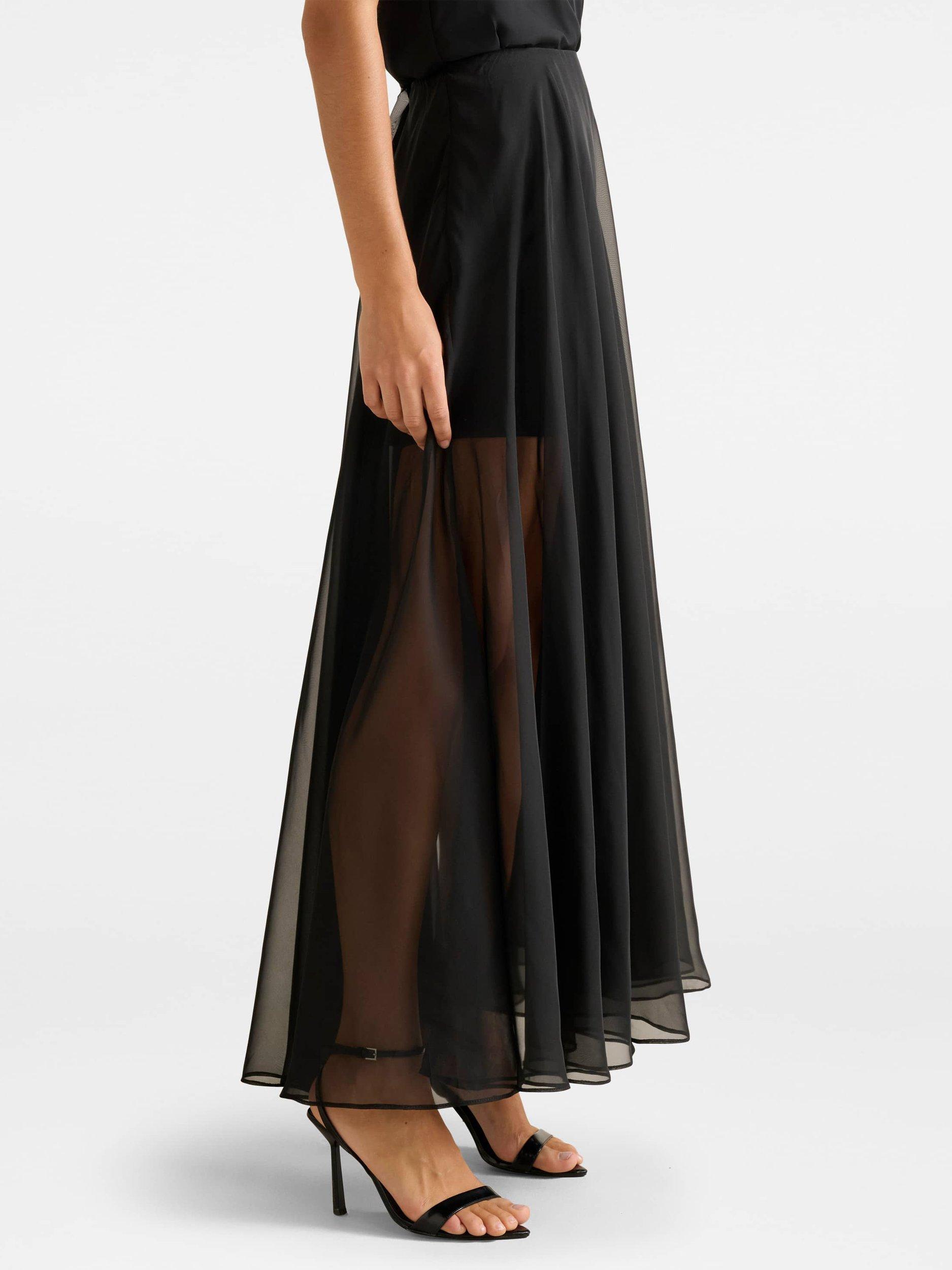 Product image 3 of 5, which shows Forever New Lisette Sheer Maxi Skirt, Black, 4