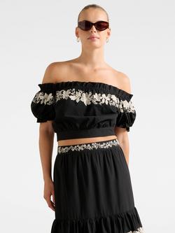 Forever New Blaire Embroidered Bandeau Top, Black, Black
