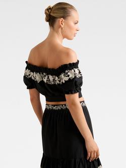 Forever New Blaire Embroidered Bandeau Top, Black - view 2, Black