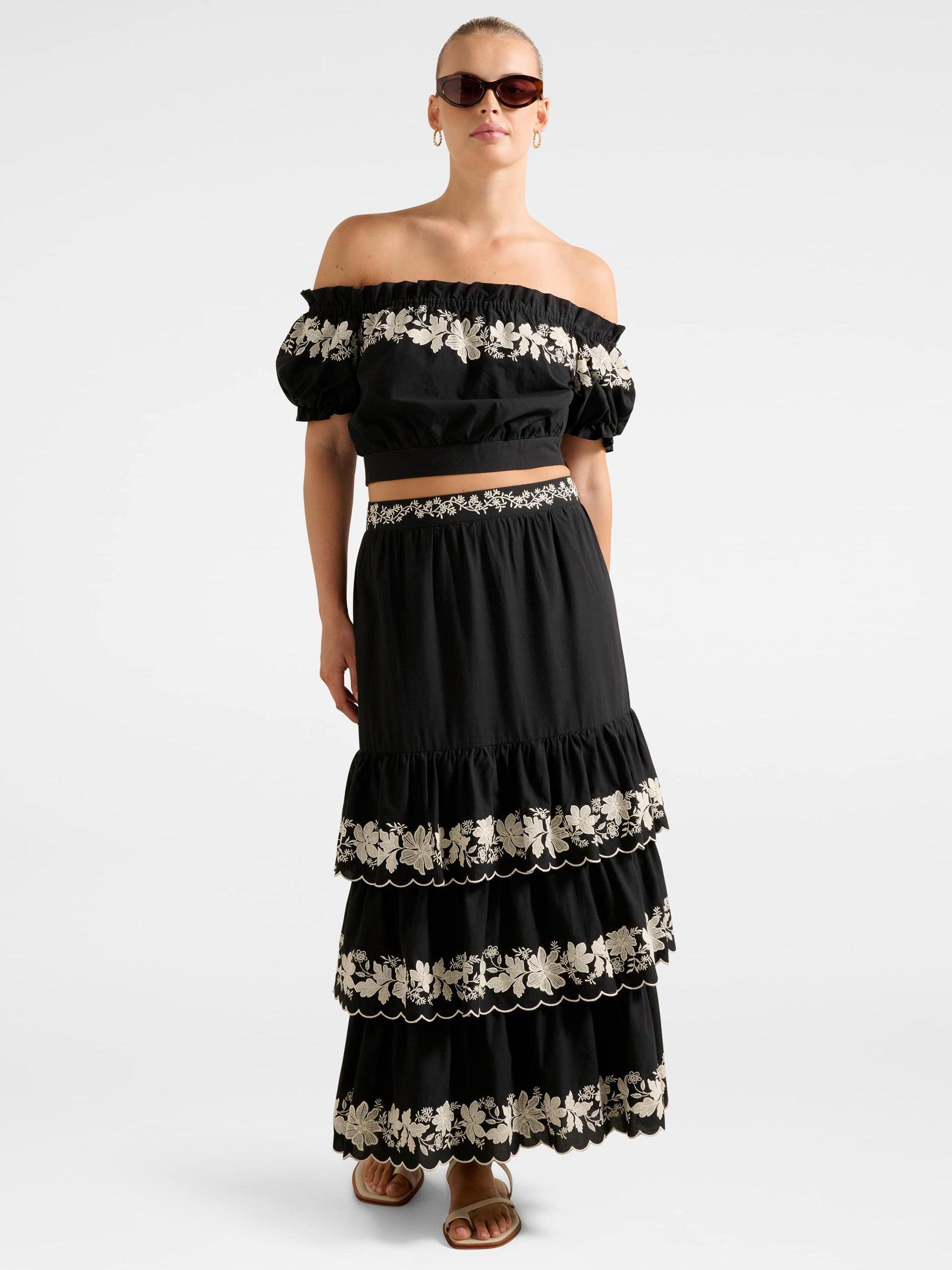 Product image 5 of 5, which shows Forever New Blaire Embroidered Bandeau Top, Black, 4