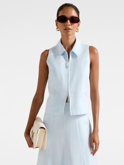 Forever New Petite Felicity Zip Front Halterneck Top, Ice Water, Ice Water