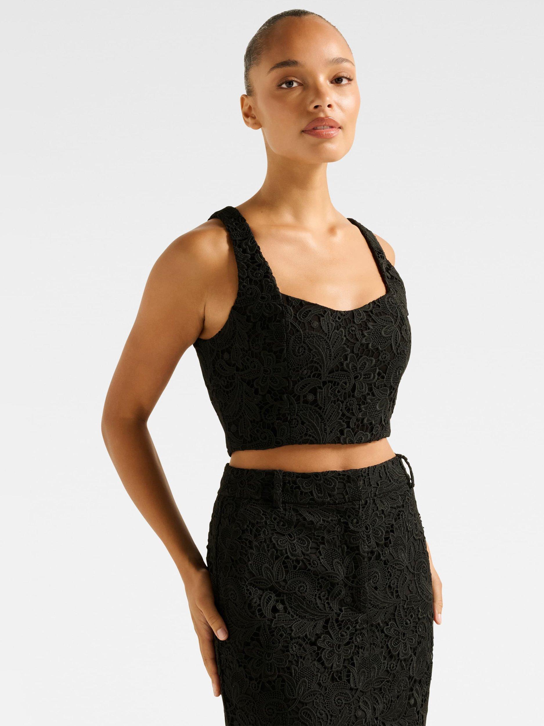 Product image 3 of 5, which shows Forever New Lana Lace Bralette Top, Black, 4
