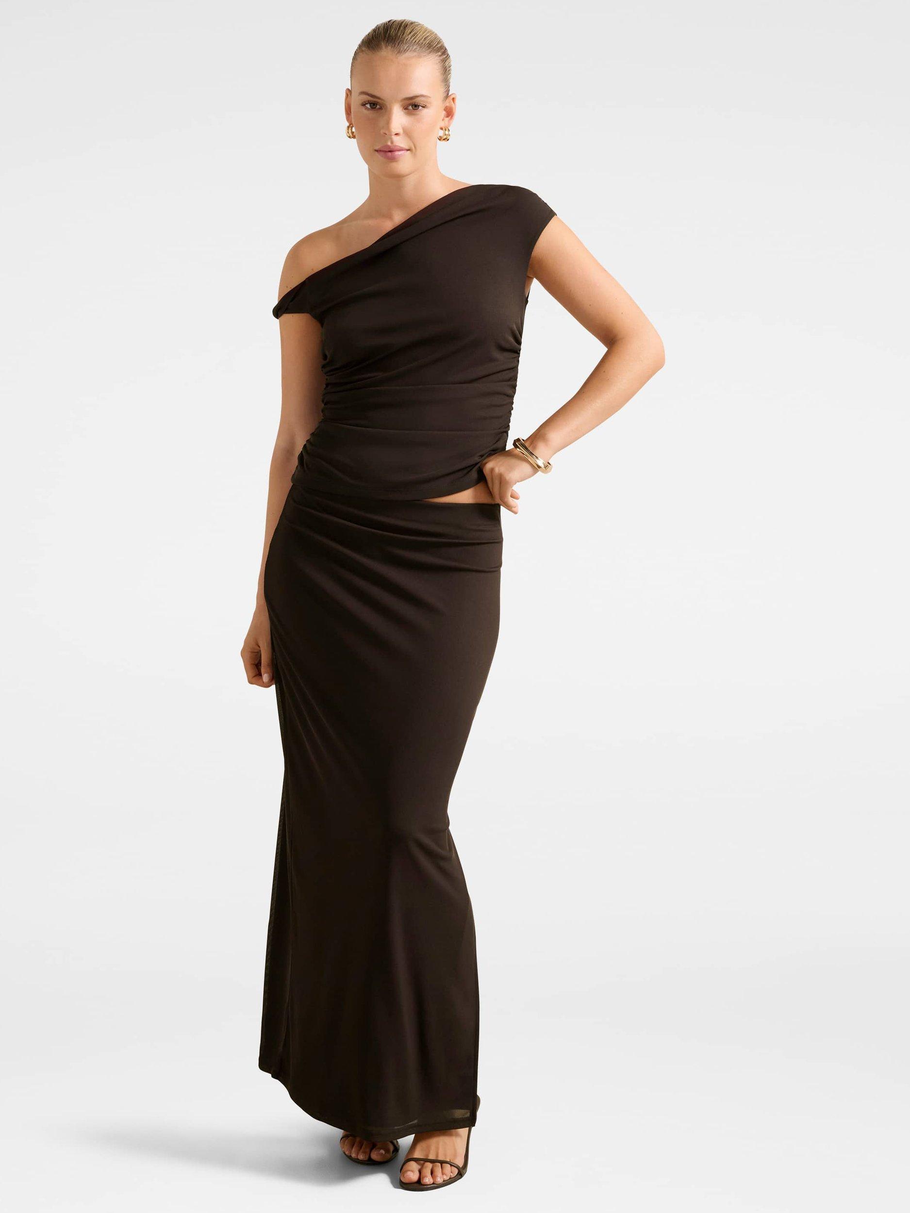 Product image 5 of 5, which shows Forever New Mia Twist-Side Top, Chocolate, L