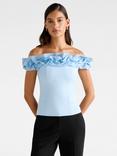 Forever New Stephanie Ruffle Crepe Bustier Top, Soft Blue