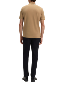 HUGO BOSS BOSS Knitted Polo Shirt - view 2, Medium Beige