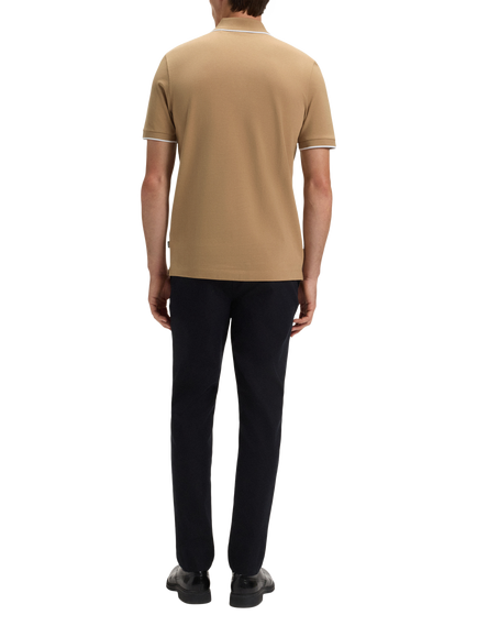 HUGO BOSS BOSS Knitted Polo Shirt - view 2, Medium Beige