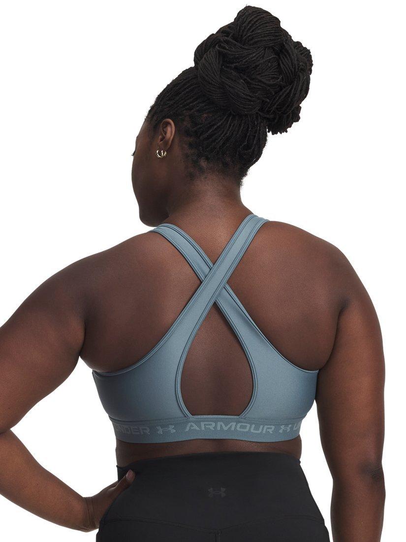 Product image 8 of 8, which shows Under Armour Crossback Medium Impact Sports Bra, Blue / Serpentine, XS