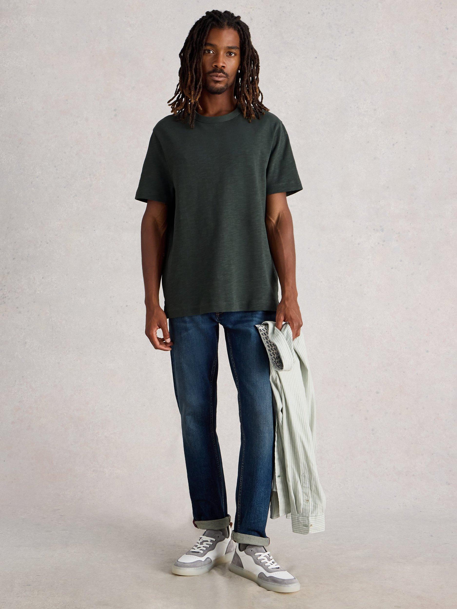 Product image 1 of 6, which shows White Stuff Harrington Crew Neck Cotton T-Shirt, Washed Black, XXS