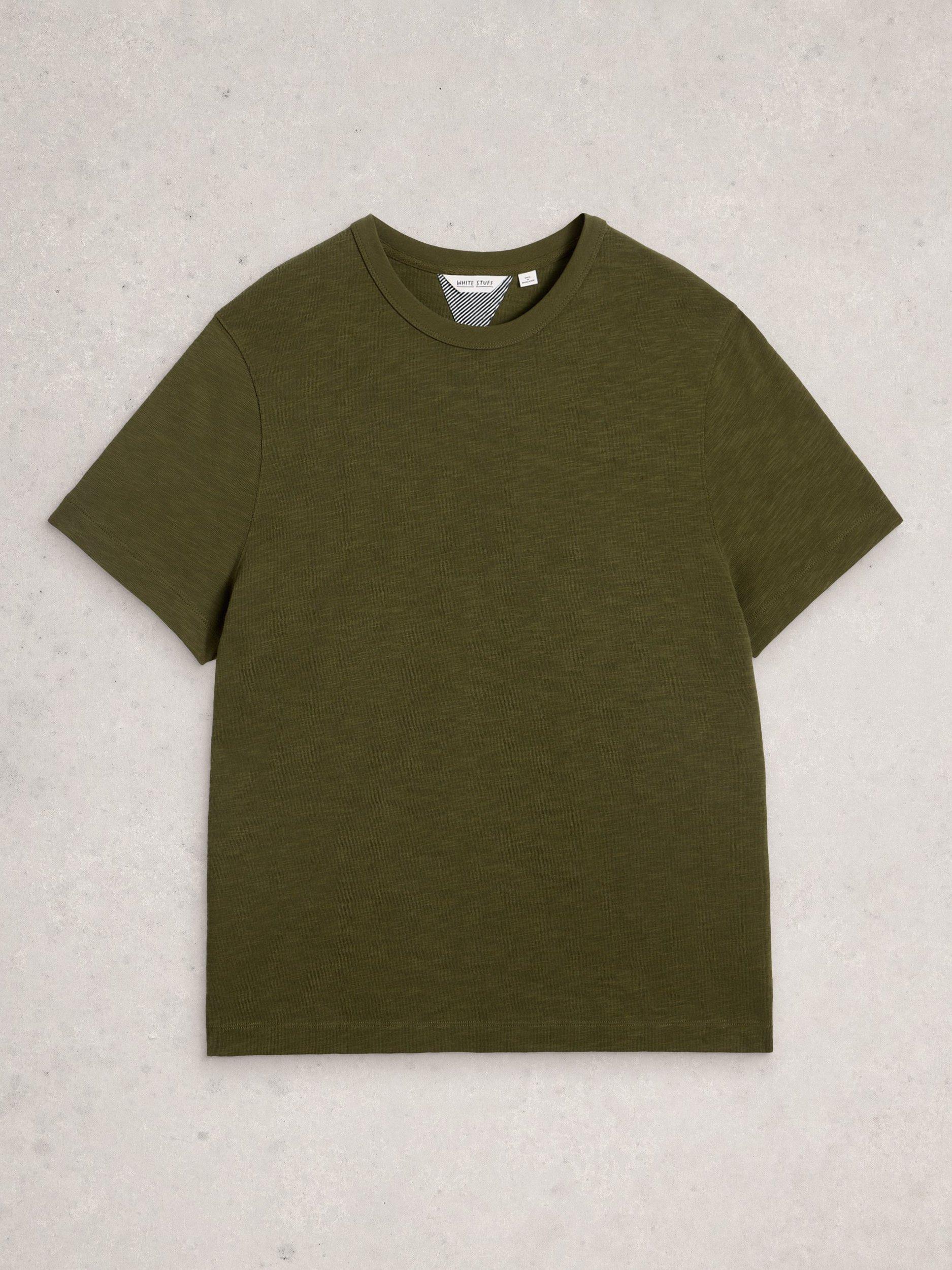 Product image 5 of 6, which shows White Stuff Harrington Crew Neck Short Sleeve Cotton T-Shirt, Khaki, XXS