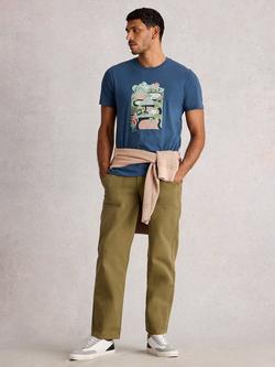 White Stuff Abersoch Cotton Blend Regular Fit Seek Graphic T-Shirt, Blue, Blue