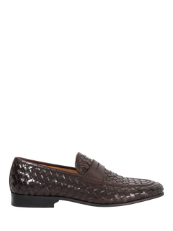 Dune London Salaman Woven Weave Leather Loafers, Dark Brown