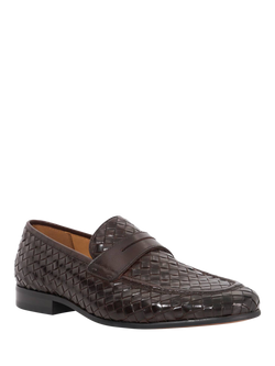 Dune London Salaman Woven Weave Leather Loafers - view 2, Dark Brown