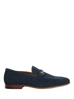 Dune London Scilly Suede Loafers, Navy