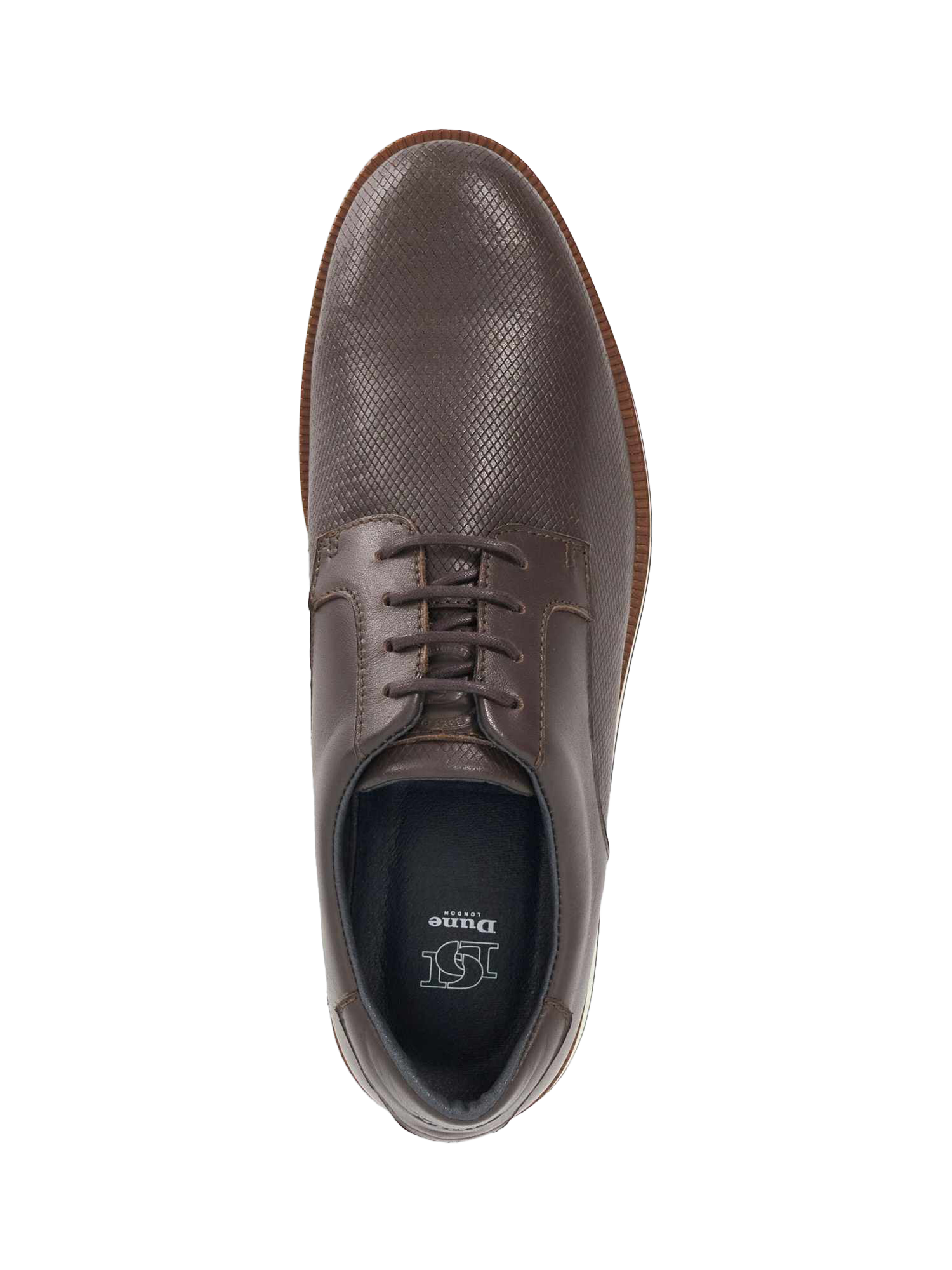 Product image 4 of 6, which shows Dune London Bow Leather Lace Up Derby Shoes, Brown, EU40