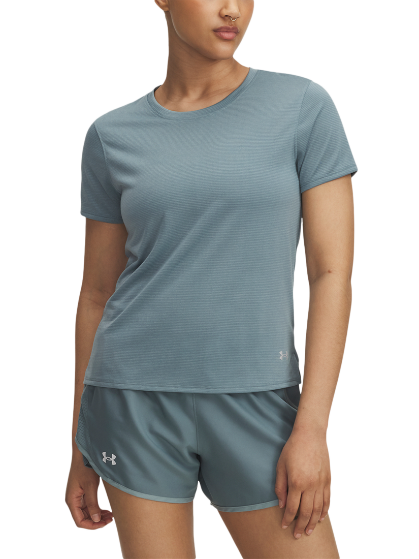 Product image 1 of 2, which shows Under Armour Women's Launch Short Sleeve T-Shirt, Blue / Reflective, XS