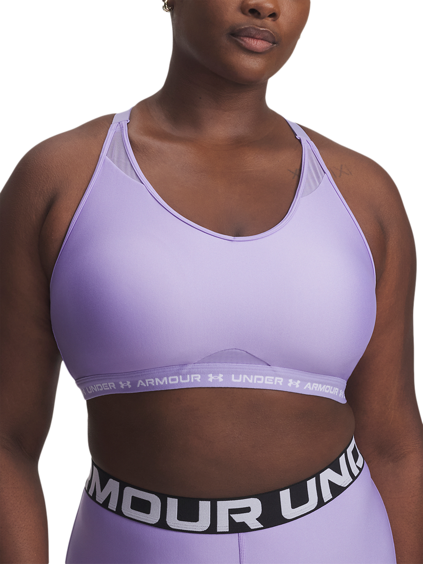 Product image 1 of 2, which shows Under Armour Crossback Low Impact Sports Bra, Transparent / White, XS
