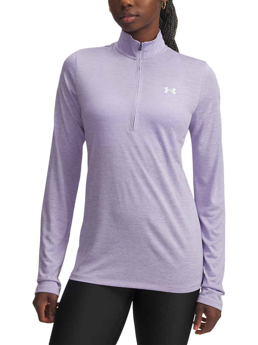 Product image 1 of 3, which shows Under Armour Women's Tech 1/2 Zip Top, Transparent /White, XS