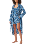 myza Whale & Leopard Midi Dressing Gown, Ocean Blue