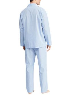 Ralph Lauren Cotton Mini Gingham Poplin Pyjama Set, Blue Sky - view 2, Blue Sky