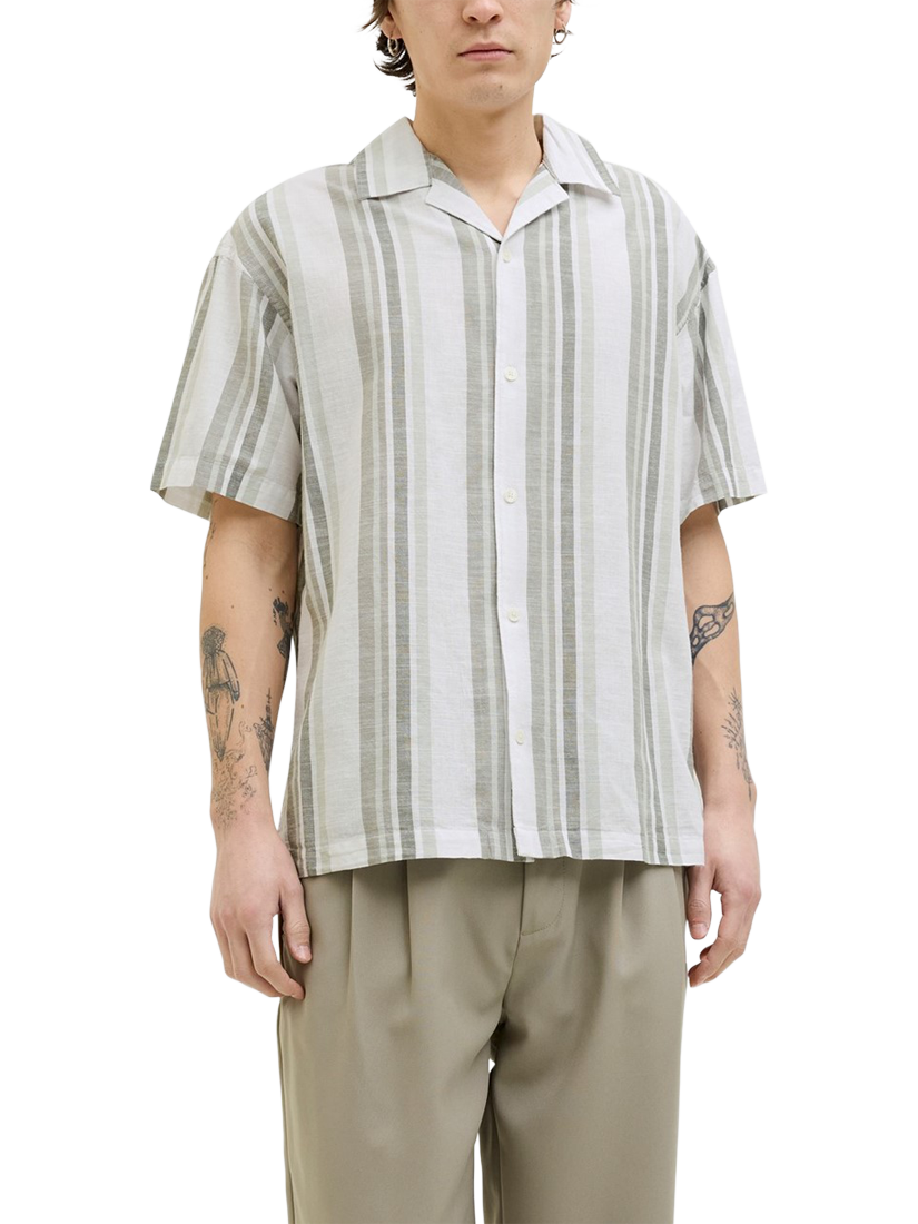 Product image 1 of 4, which shows Jack & Jones Stripe Short Sleeve Shirt, Vetiver, S
