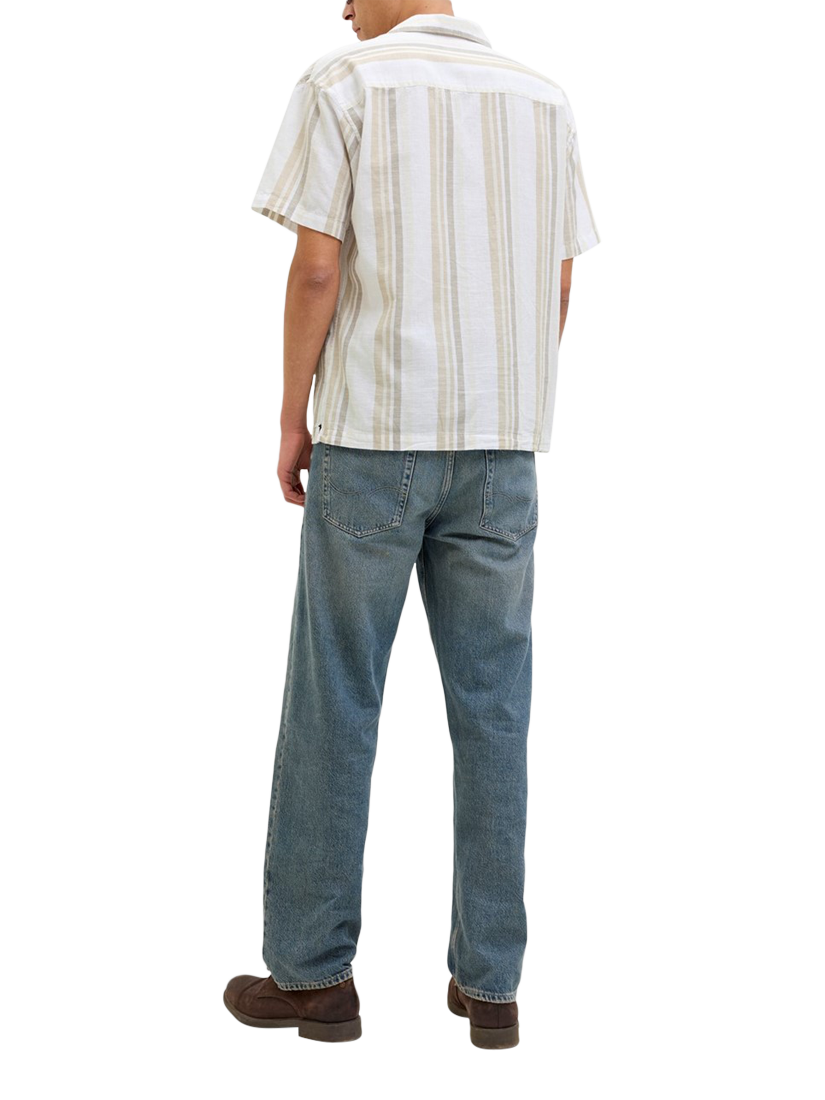 Product image 2 of 5, which shows Jack & Jones Stripe Short Sleeve Shirt, Travertine, S