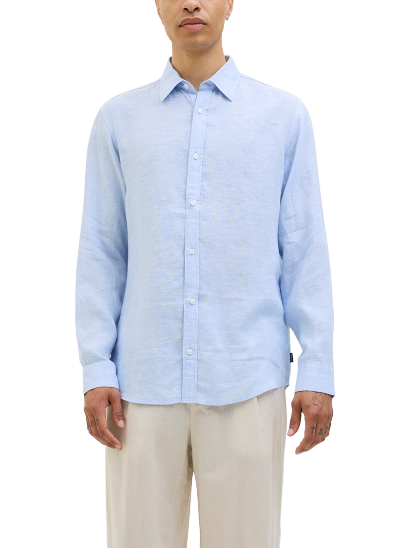 Product image 1 of 7, which shows Jack & Jones Linen Regular Fit Shirt, Brunnera Blue, S