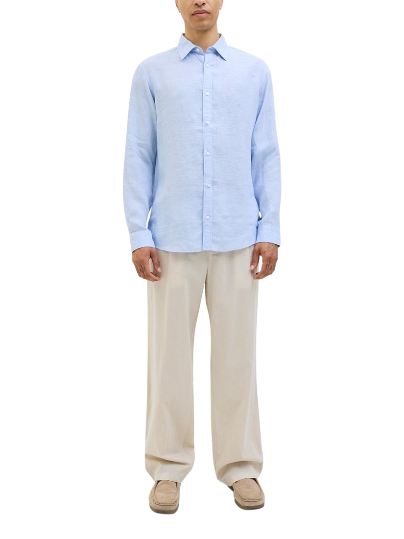 Product image 4 of 7, which shows Jack & Jones Linen Regular Fit Shirt, Brunnera Blue, S