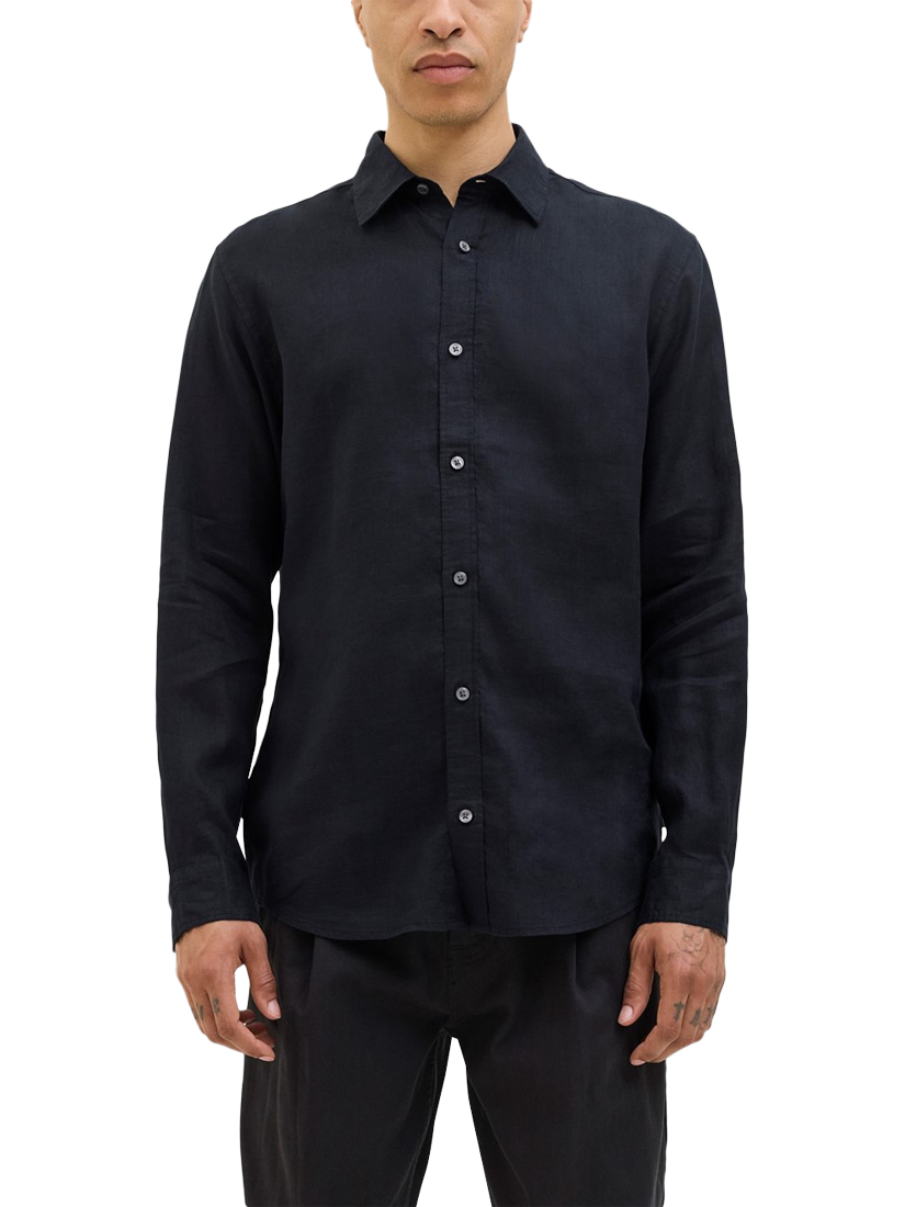 Product image 1 of 4, which shows Jack & Jones Linen Regular Fit Shirt, Black, S