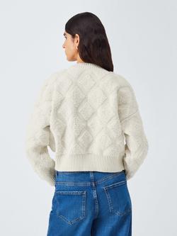 AND/OR Textured Argyle Cardigan, Cream - view 2, Cream