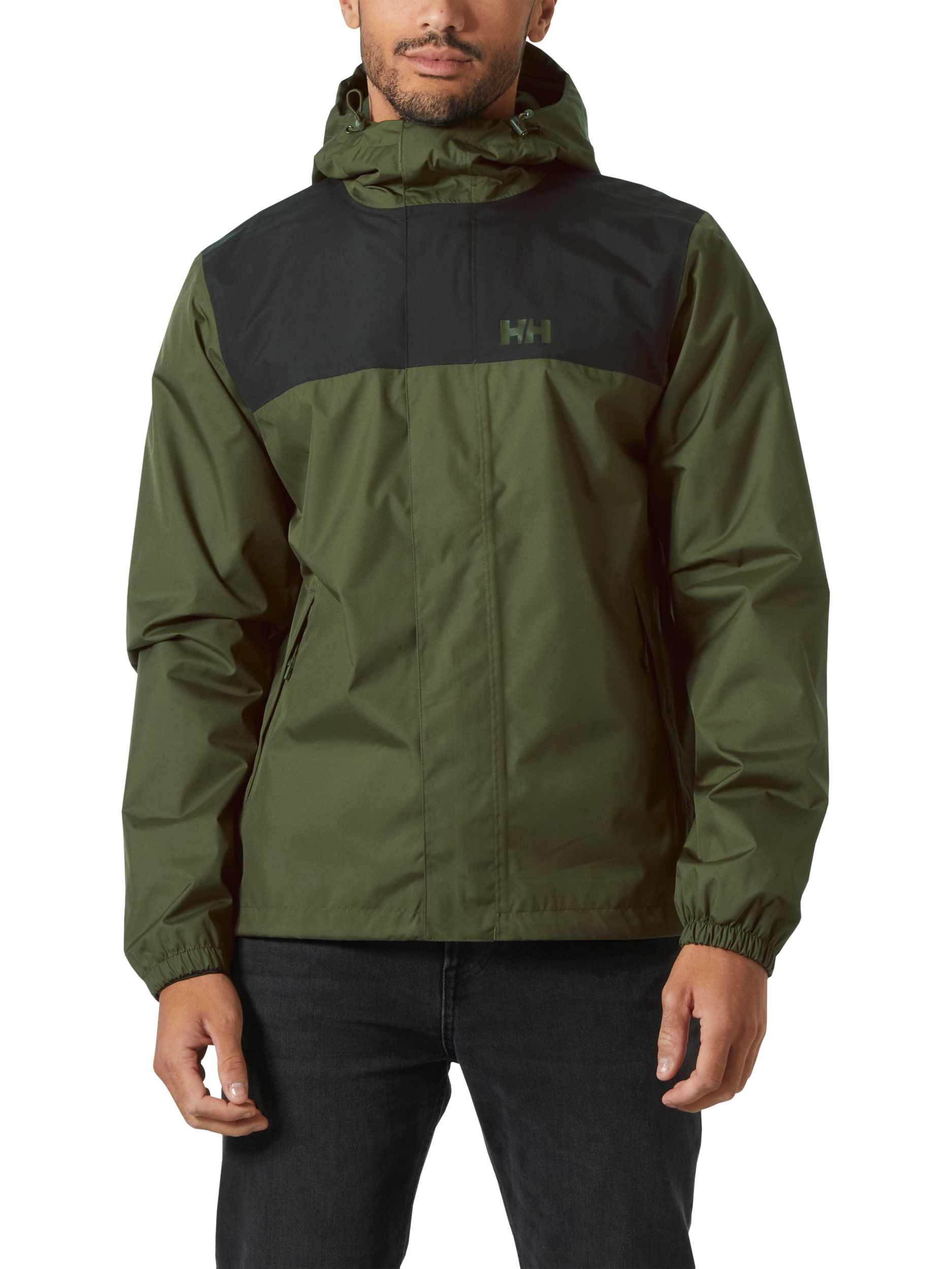 Product image 1 of 4, which shows Helly Hansen Men's Vancouver Waterproof Rain Jacket, Utility Green, XL