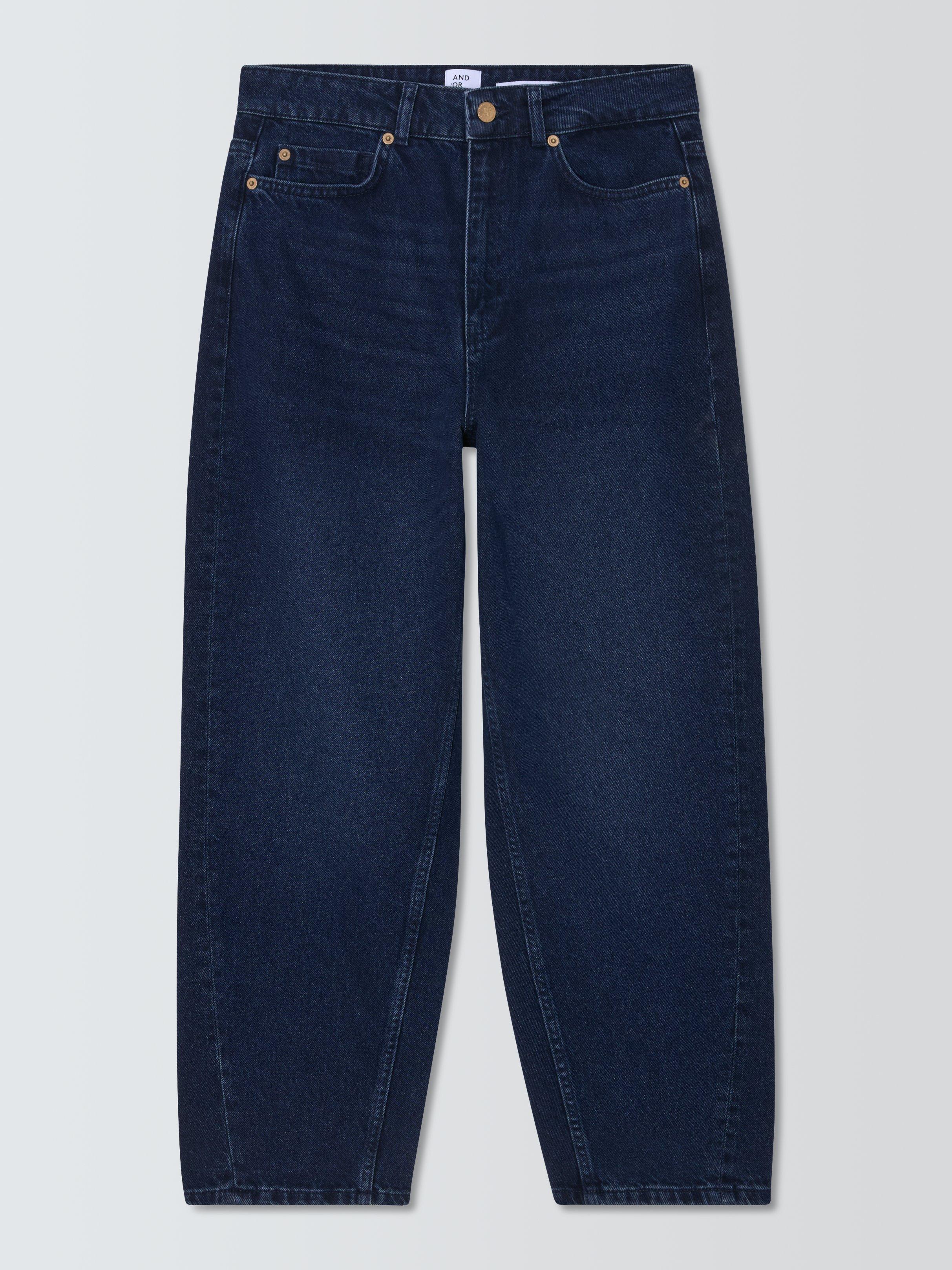 Product image 4 of 6, which shows AND/OR Mid Rise Barrel Leg Jeans, Dark Blue, 26R