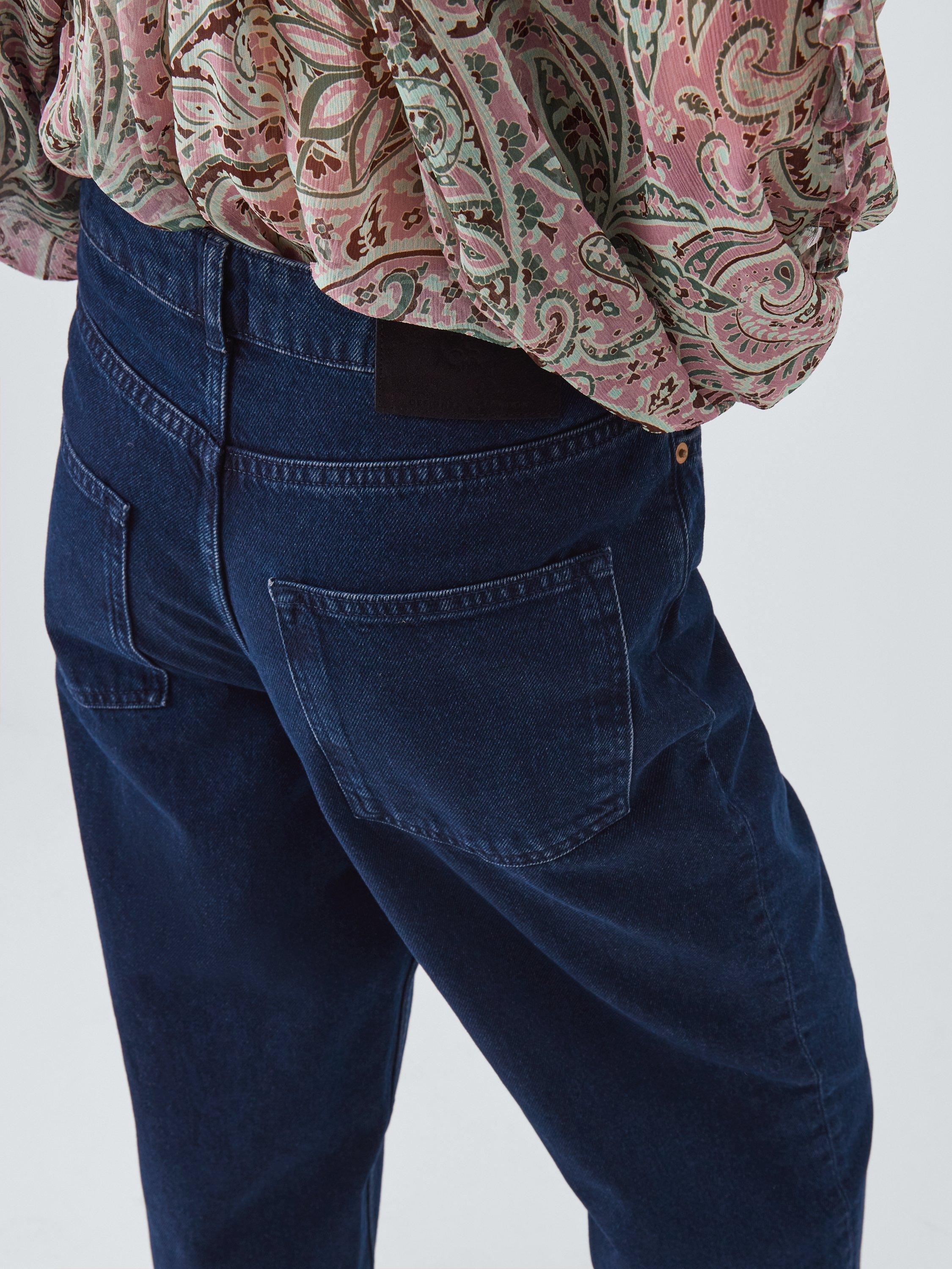 Product image 6 of 6, which shows AND/OR Mid Rise Barrel Leg Jeans, Dark Blue, 26R