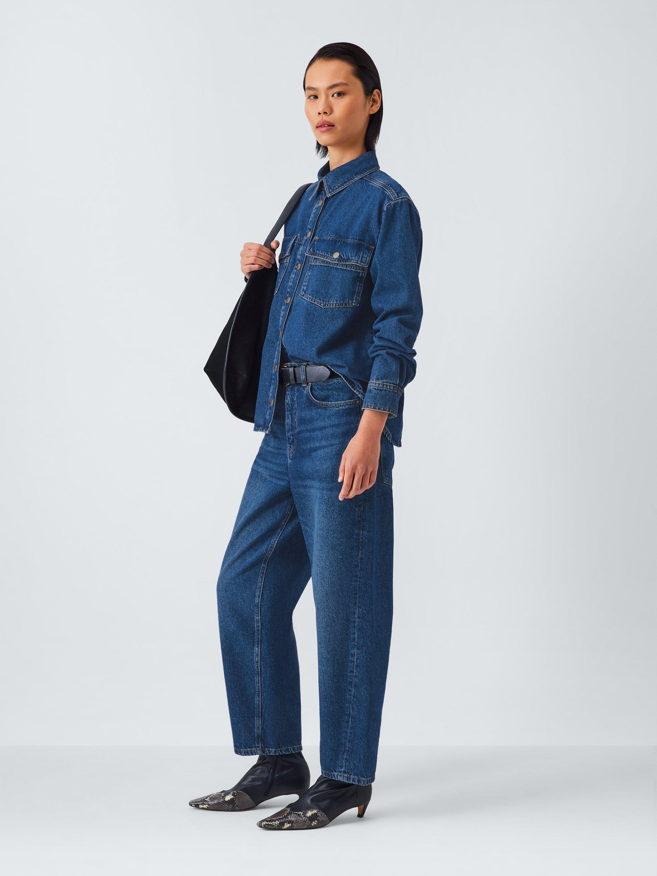 Product image 3 of 6, which shows AND/OR Mid Rise Barrel Leg Jeans, Mid Blue, 26R