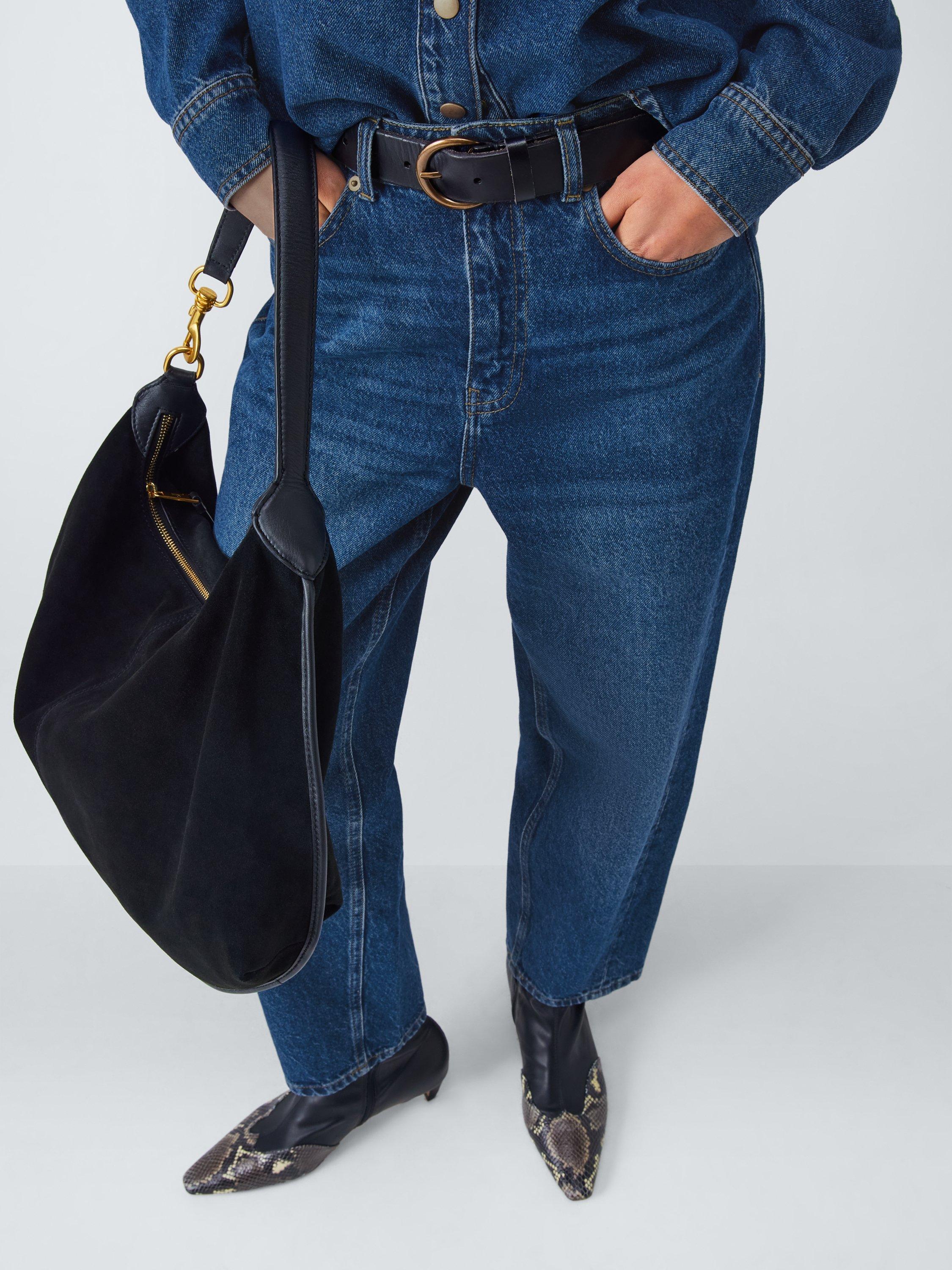 Product image 5 of 6, which shows AND/OR Mid Rise Barrel Leg Jeans, Mid Blue, 26R