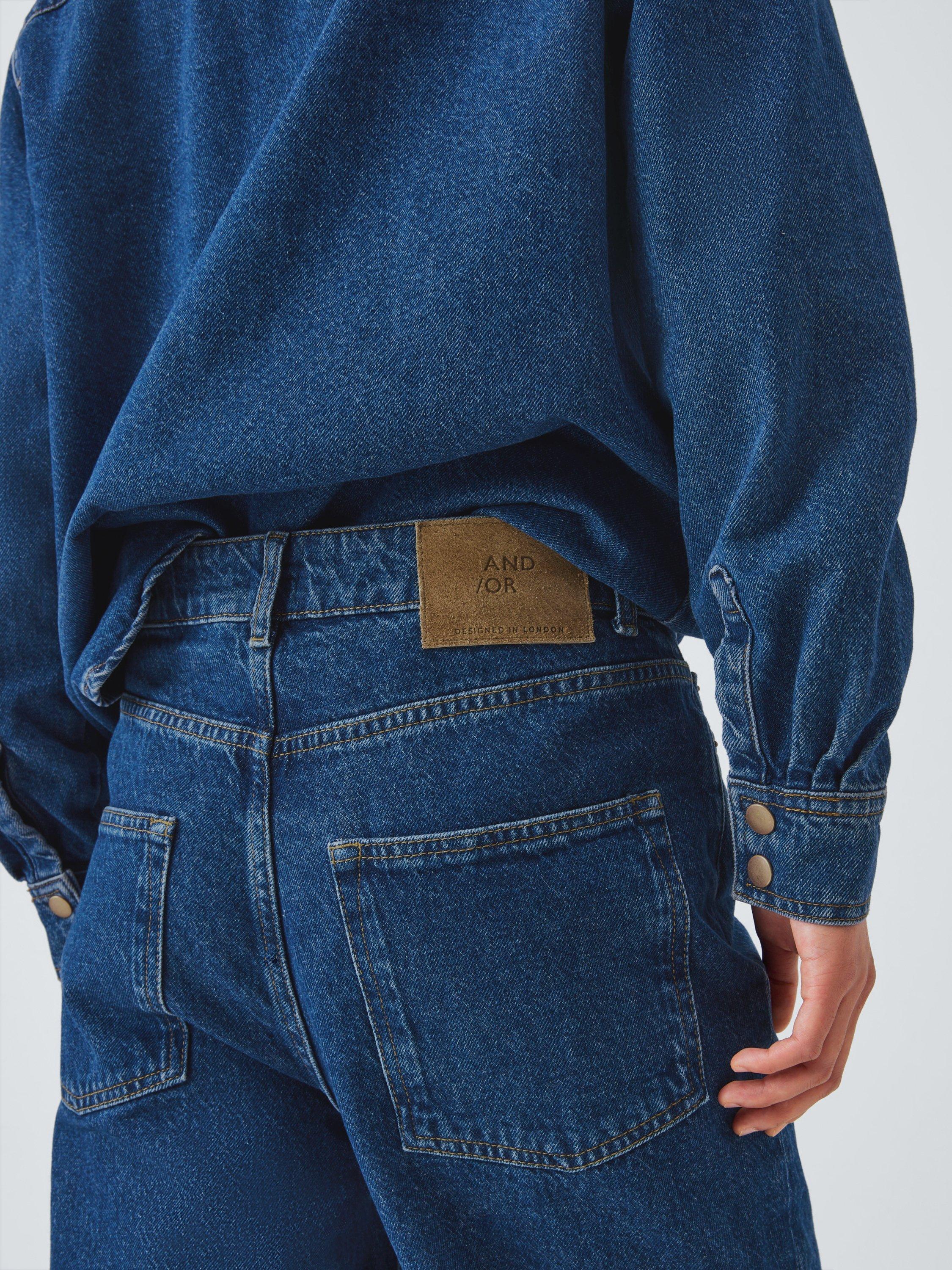 Product image 6 of 6, which shows AND/OR Mid Rise Barrel Leg Jeans, Mid Blue, 26R
