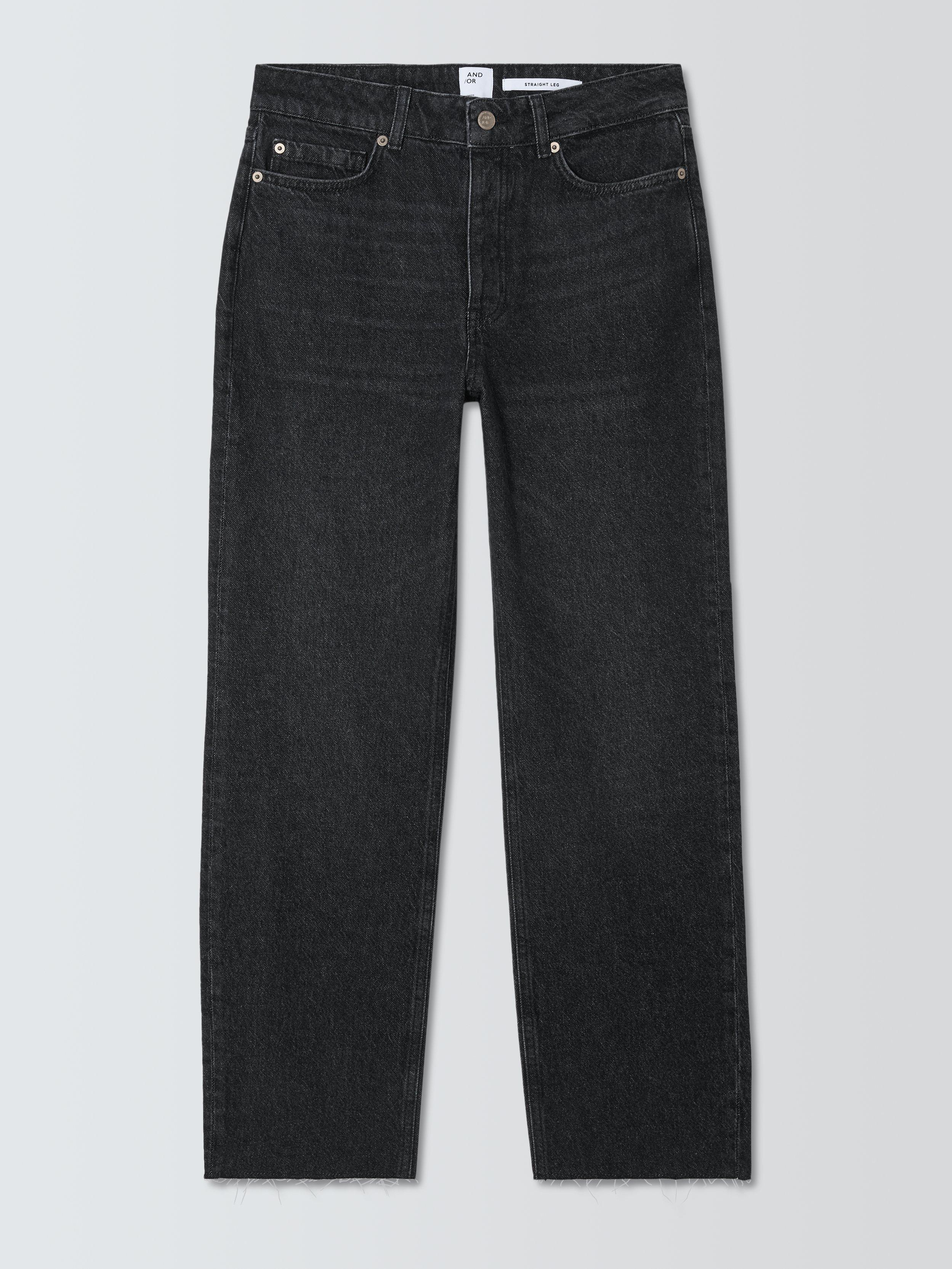 Product image 4 of 6, which shows AND/OR Mid Rise Straight Leg Jeans, Black, 26R