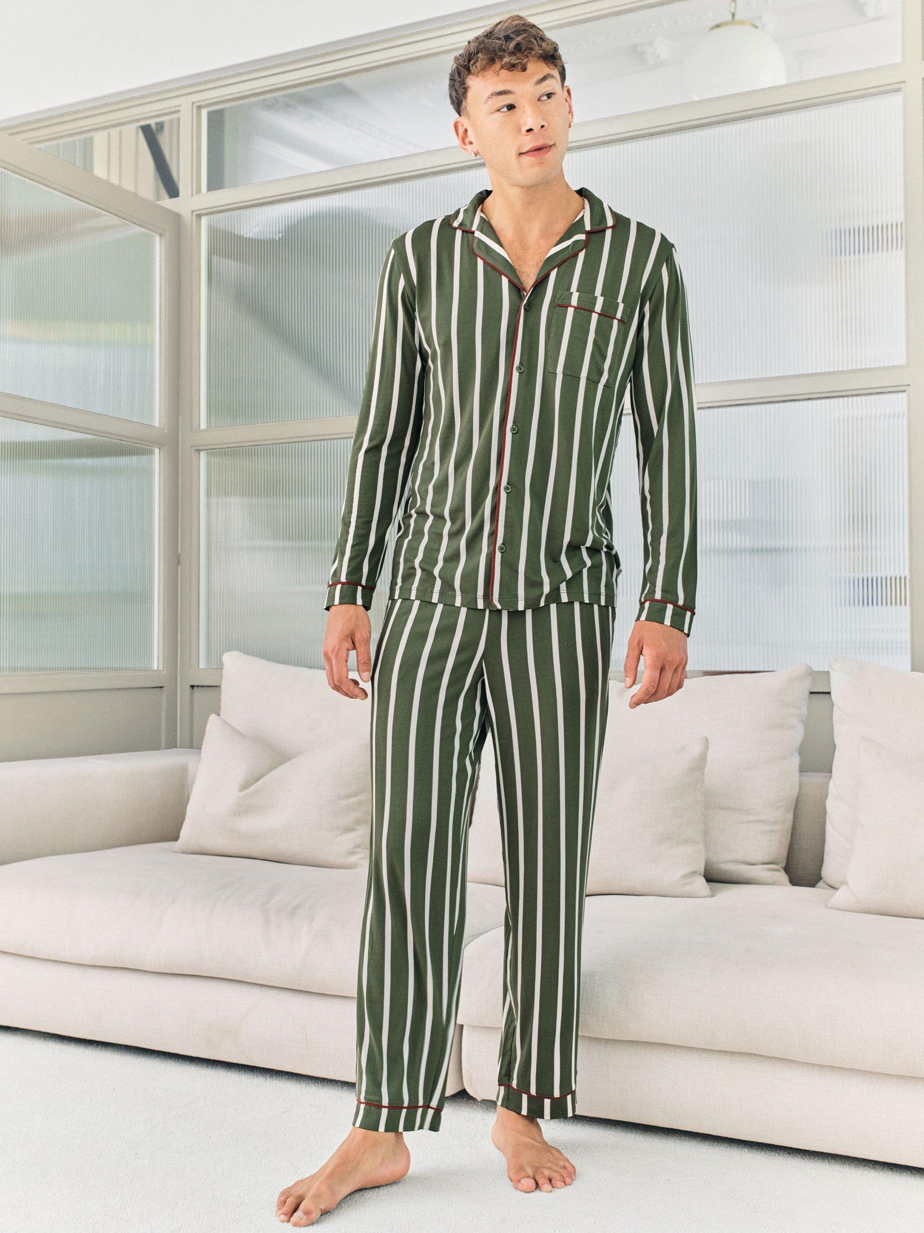 Chelsea Peers Stripe Pyjama Set, Green Mid