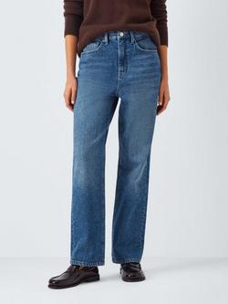 John Lewis Mid Rise Straight Jeans, Mid Blue, Mid Blue