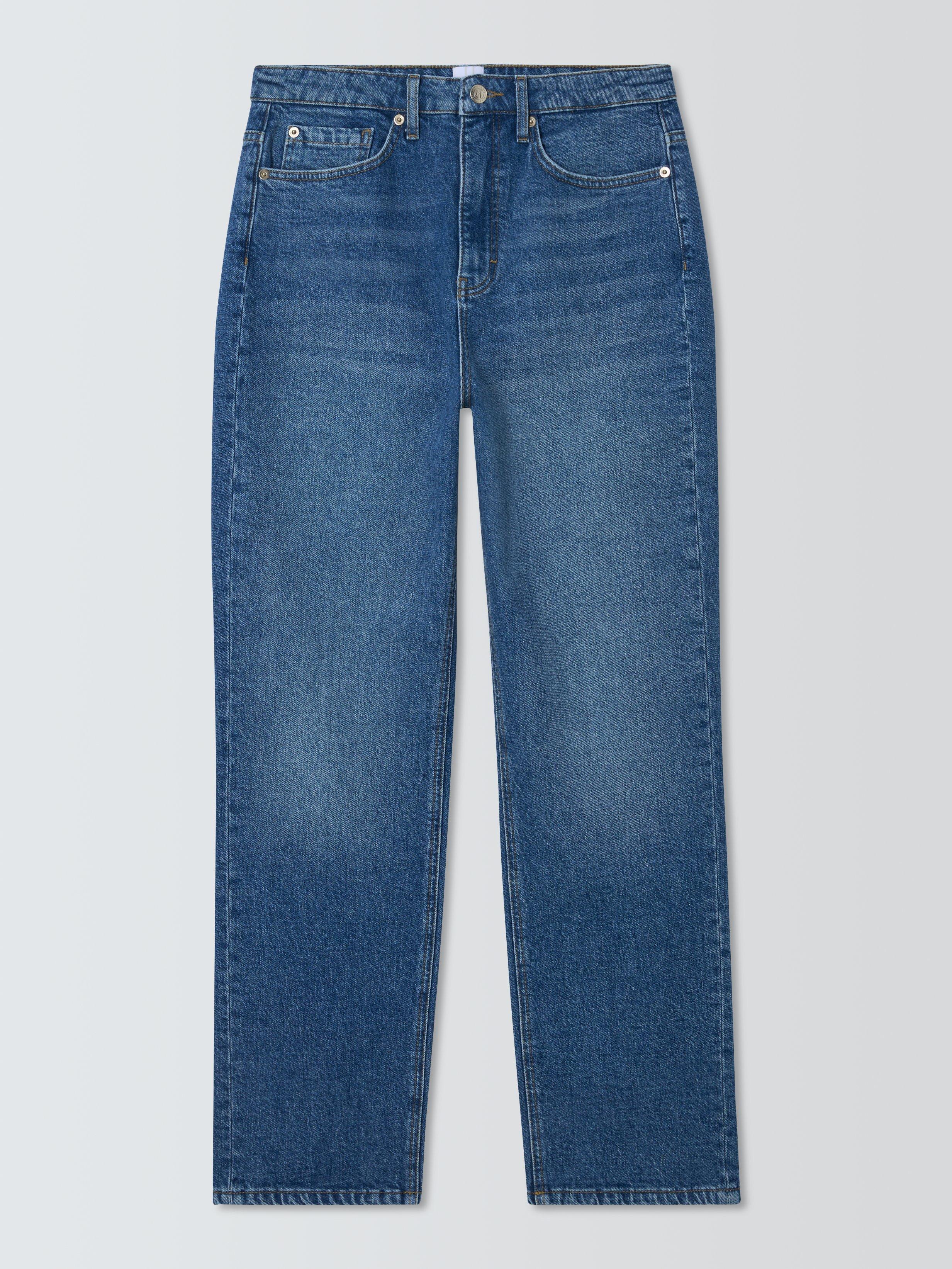 Product image 4 of 6, which shows John Lewis Mid Rise Straight Jeans, Mid Blue, 8