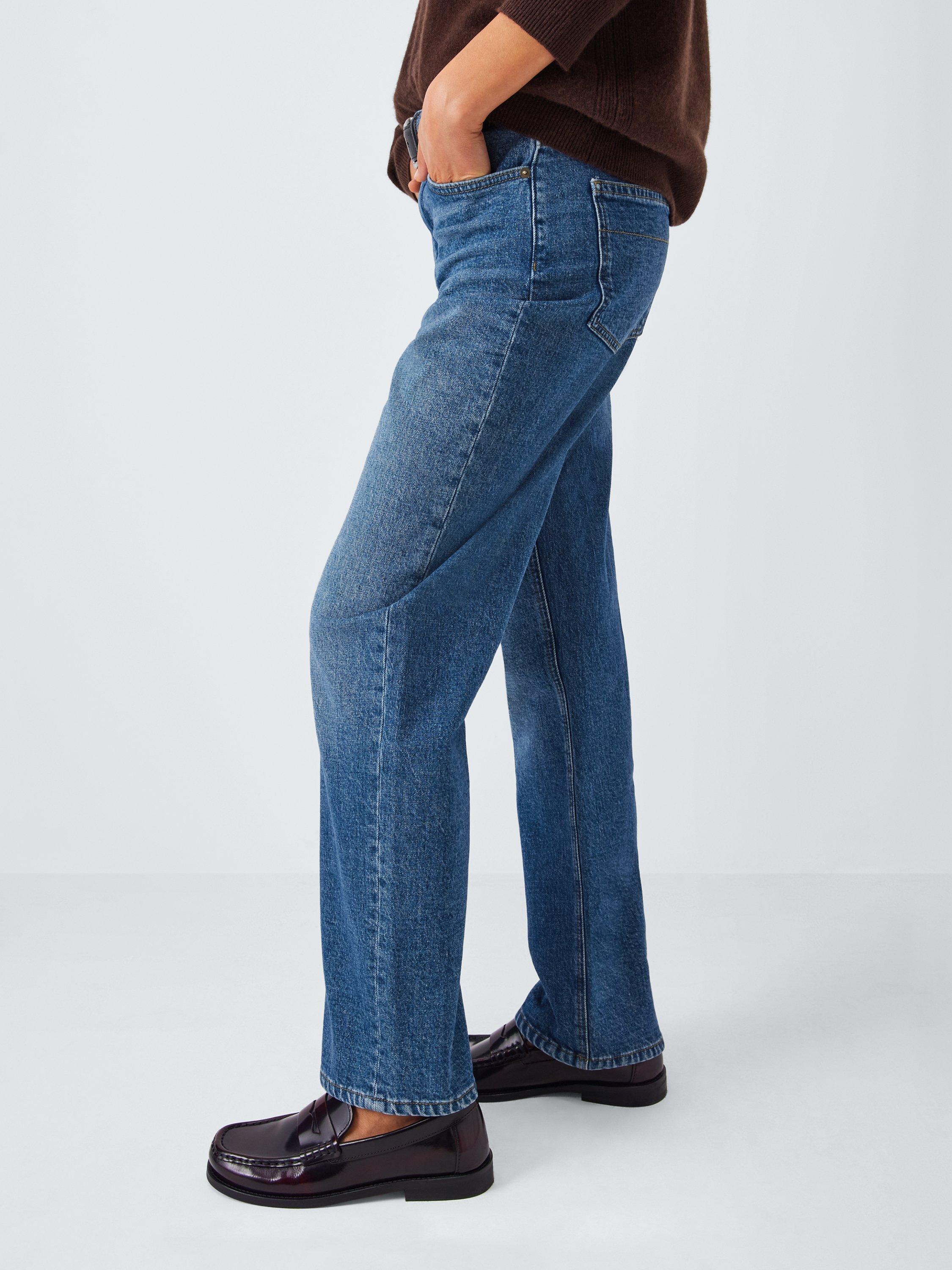 Product image 5 of 6, which shows John Lewis Mid Rise Straight Jeans, Mid Blue, 8