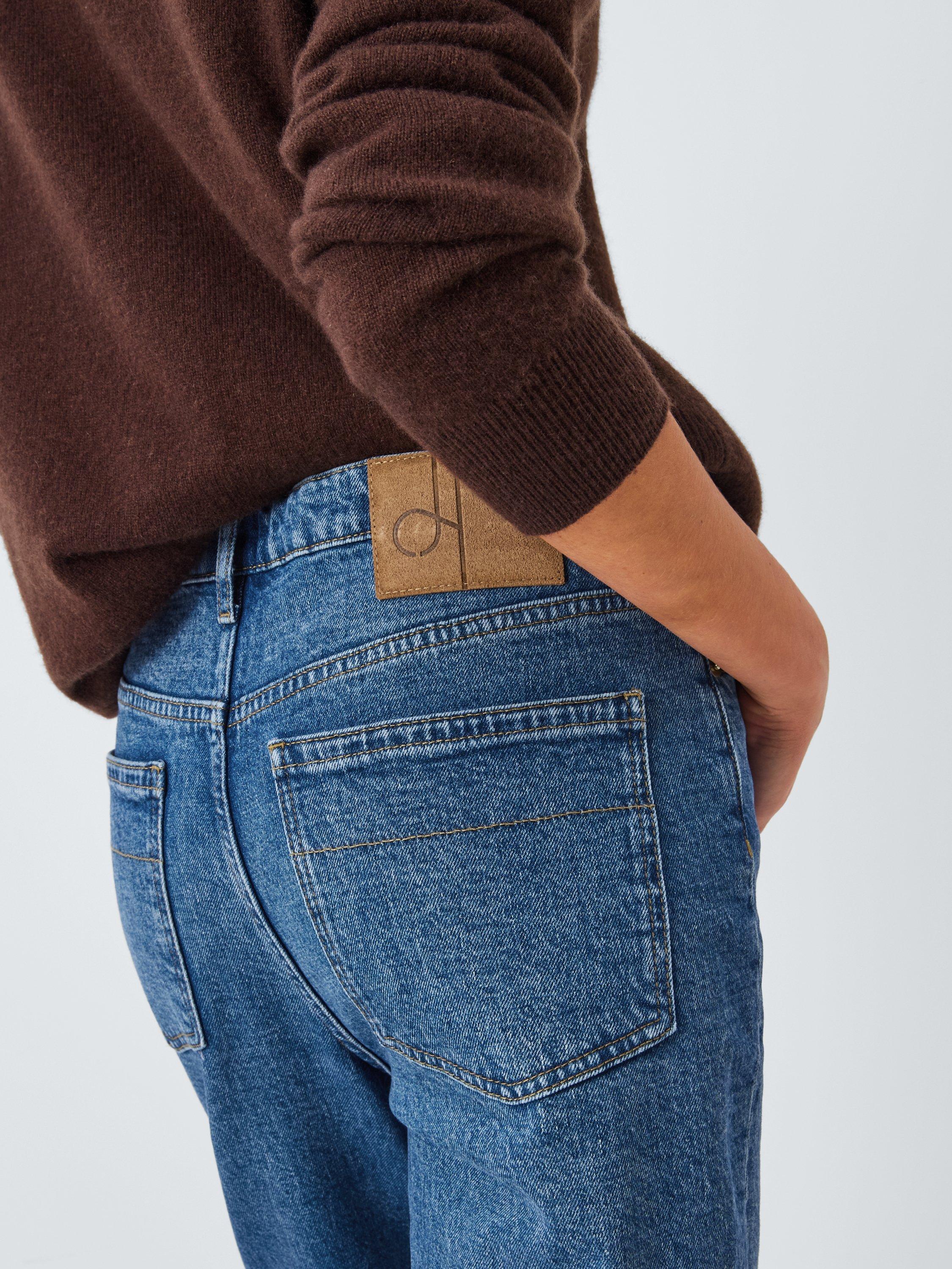 Product image 6 of 6, which shows John Lewis Mid Rise Straight Jeans, Mid Blue, 8