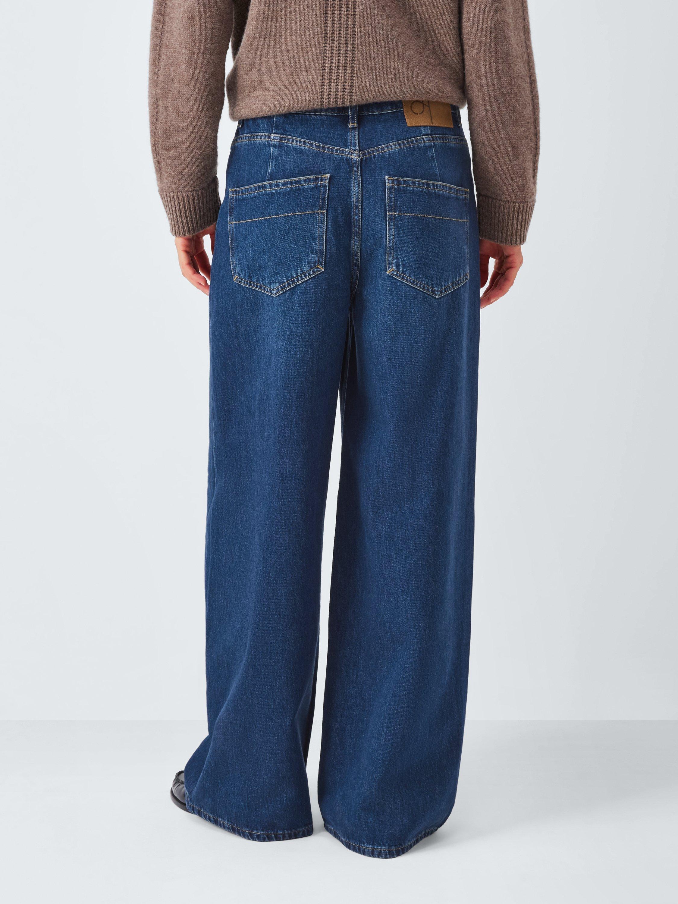 Product image 2 of 6, which shows John Lewis Soft Wide Leg Denim Jeans, Dark Blue, 10