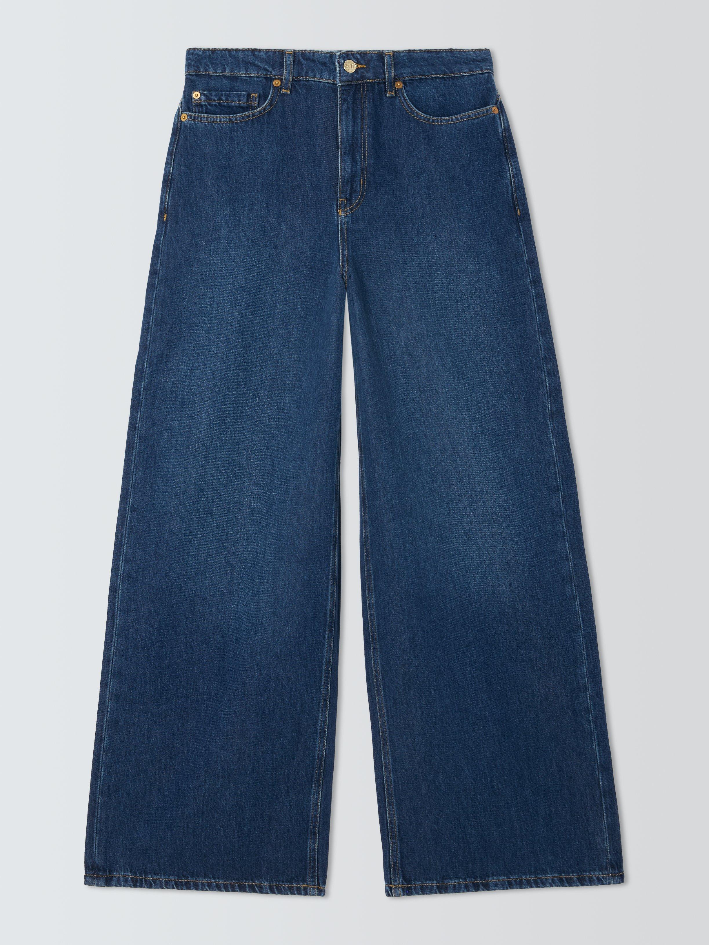 Product image 4 of 6, which shows John Lewis Soft Wide Leg Denim Jeans, Dark Blue, 10