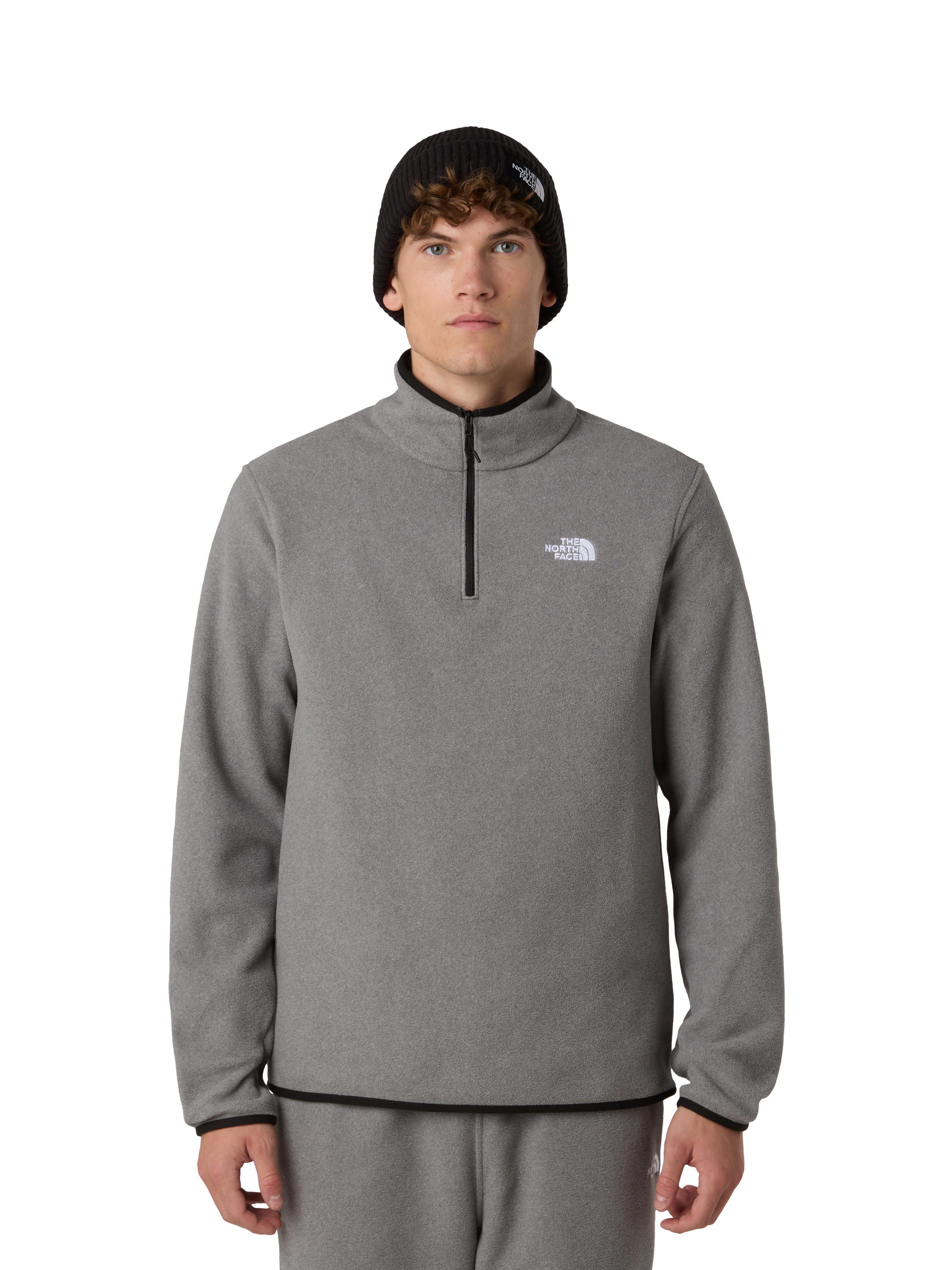 Product image 1 of 3, which shows The North Face Glacier 1/4 Zip Fleece, Mid Grey Heather, S