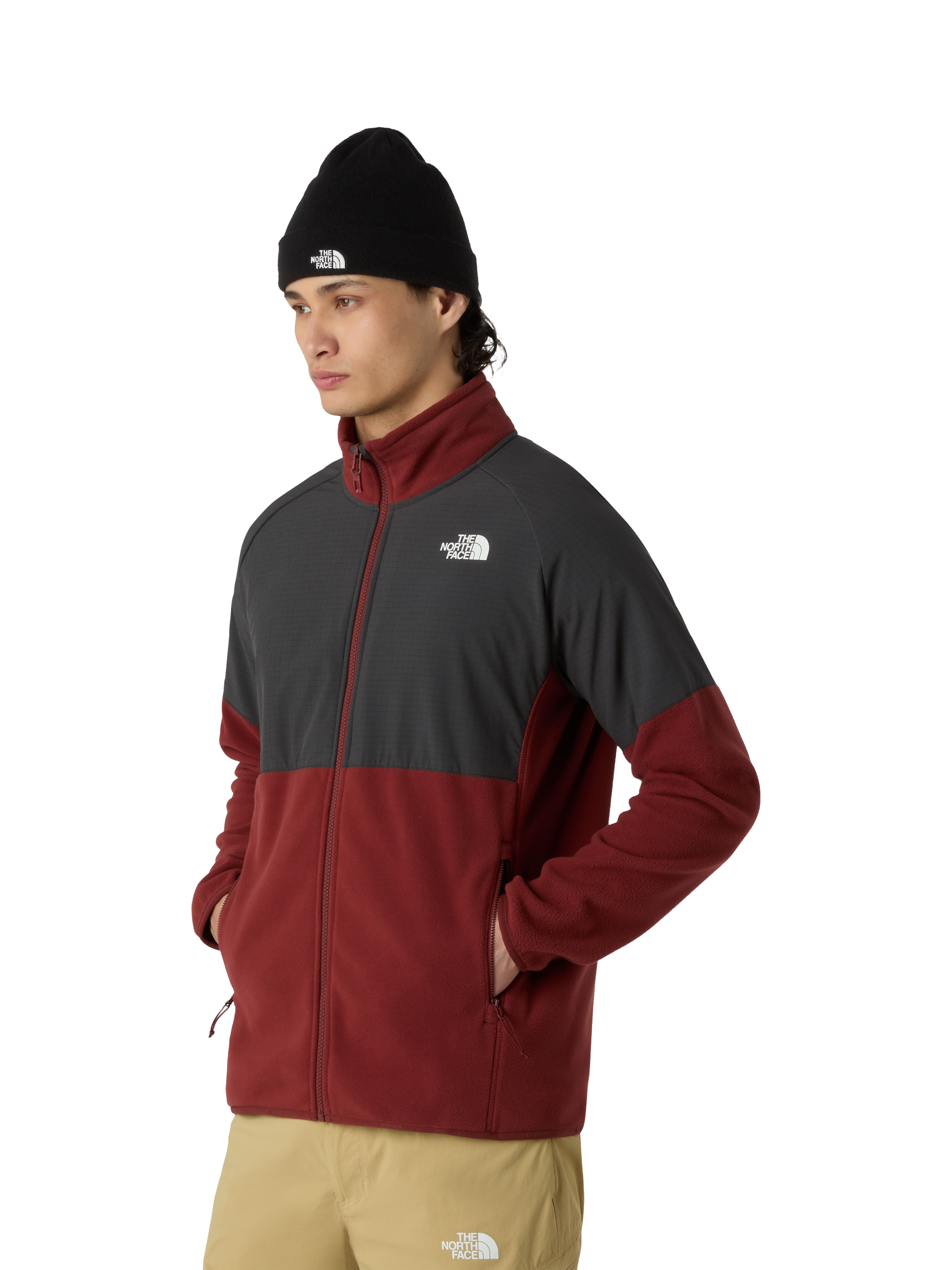 Product image 3 of 4, which shows The North Face Glacier Full Zip Fleece, Sumac/ Grey, M