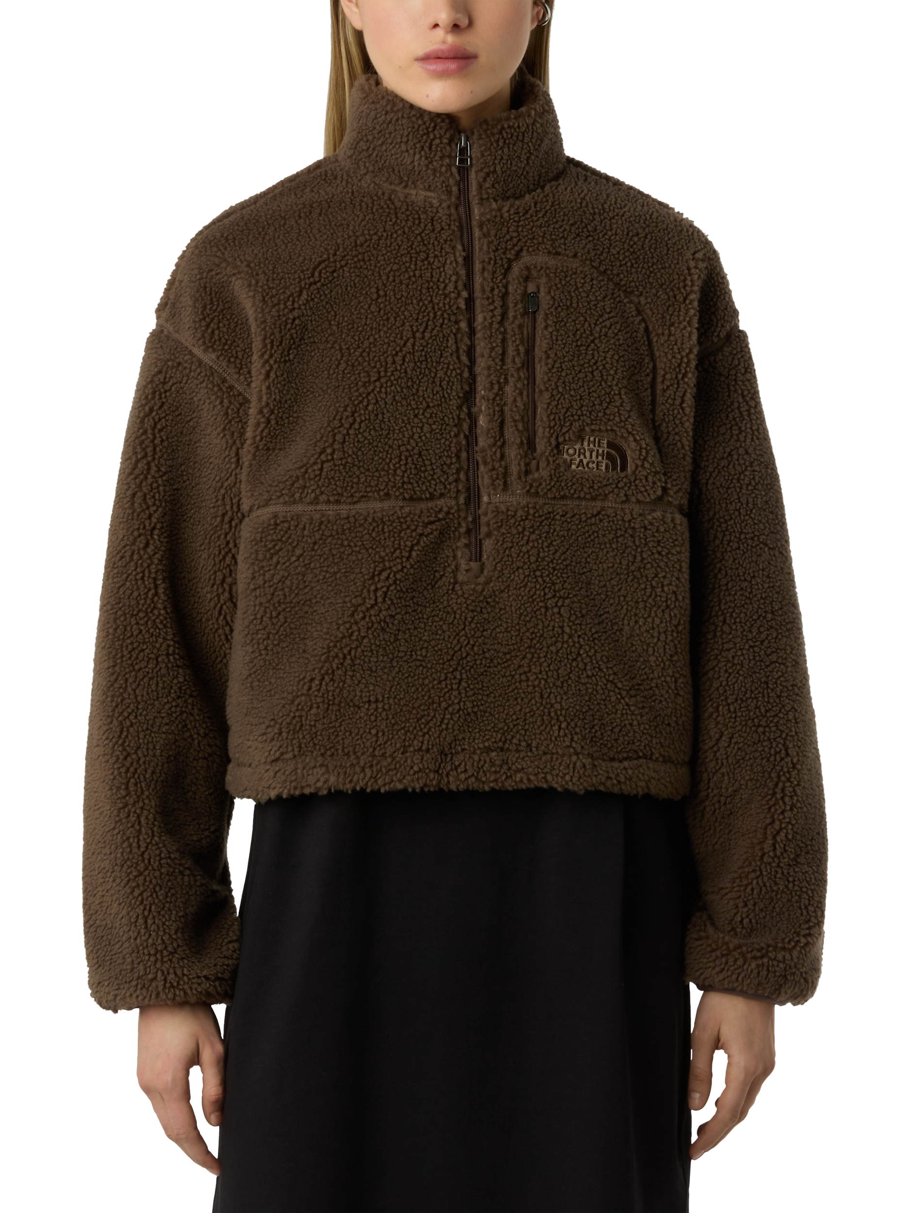 Product image 1 of 3, which shows The North Face Extreme Pile Pullover Fleece, Smokey Brown, S