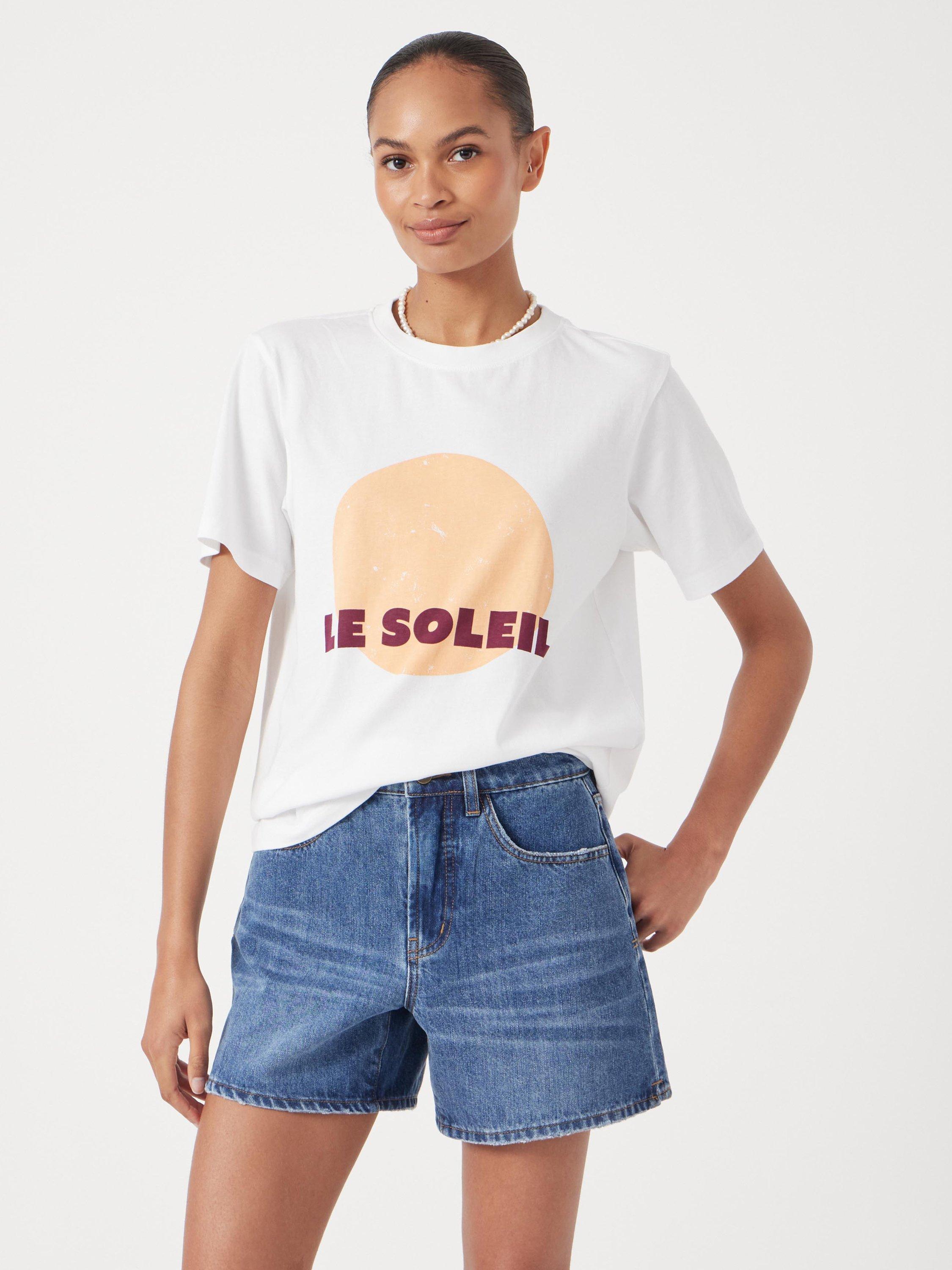 Product image 1 of 4, which shows HUSH Le Soleil Graphic T-Shirt, Ecru, L